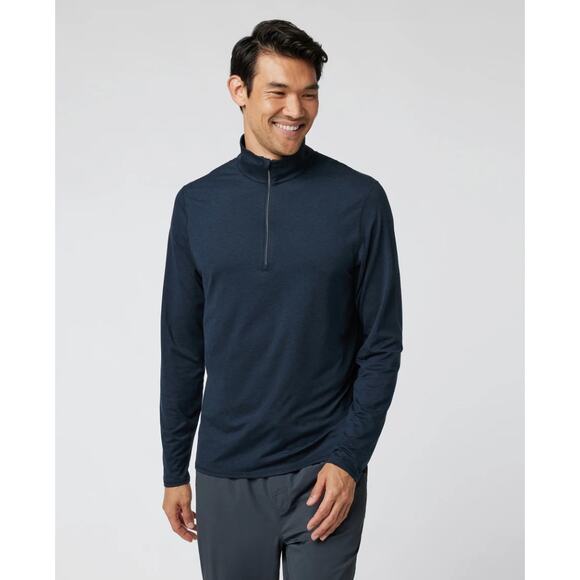 Vuori Men's Ease Performance Half Zip 2.0 Dark Blue Small - Picture 1 of 3